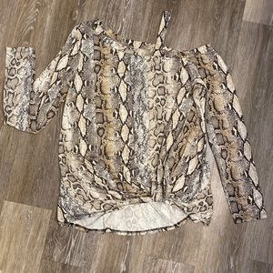 Snake print cold shoulder top by White Birch